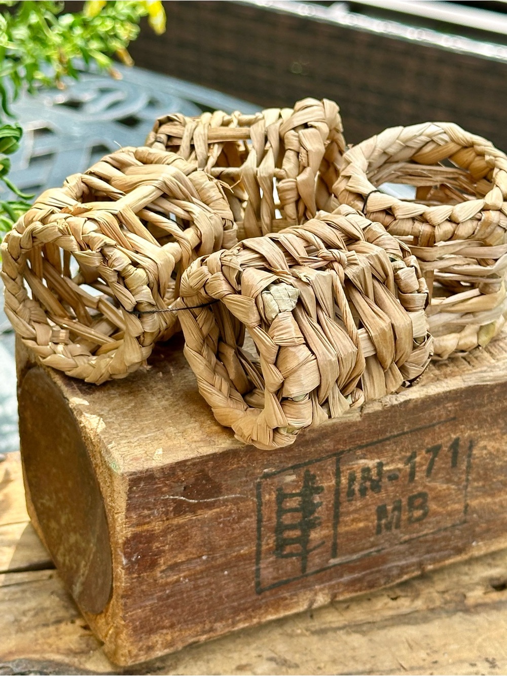 Hearth & Hand Natural Beige Woven Rattan Napkin Rings - Set of 4